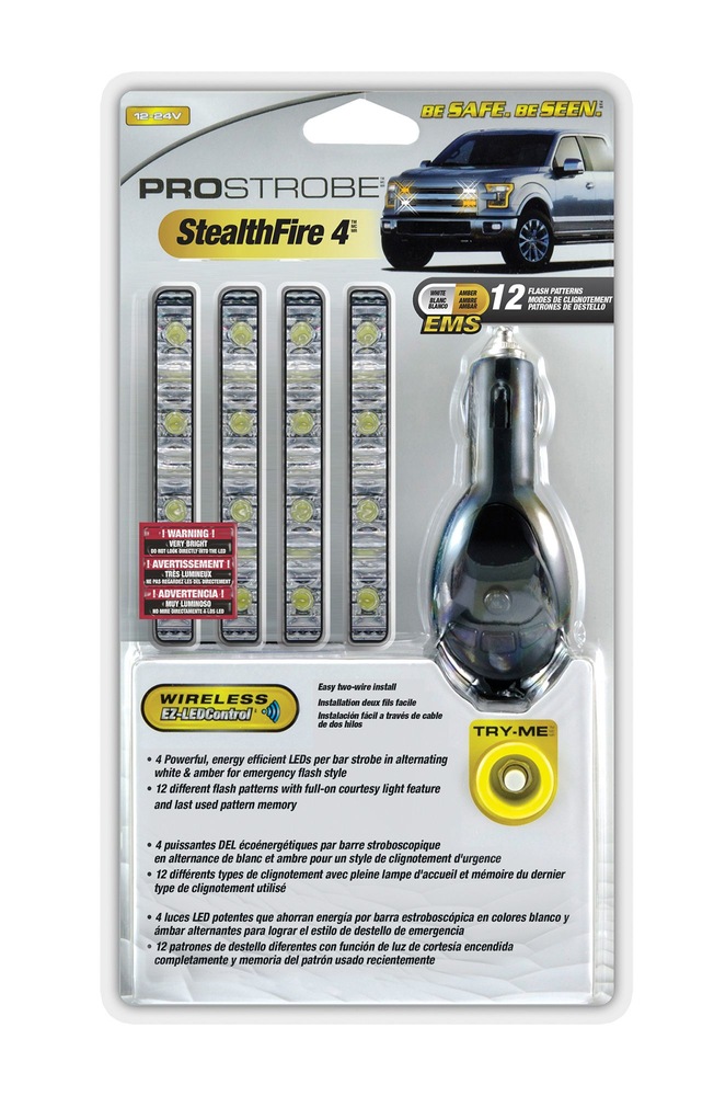 Alpena Prostrobe Stealth fire 4 Auto Strobe Light, White/Amber