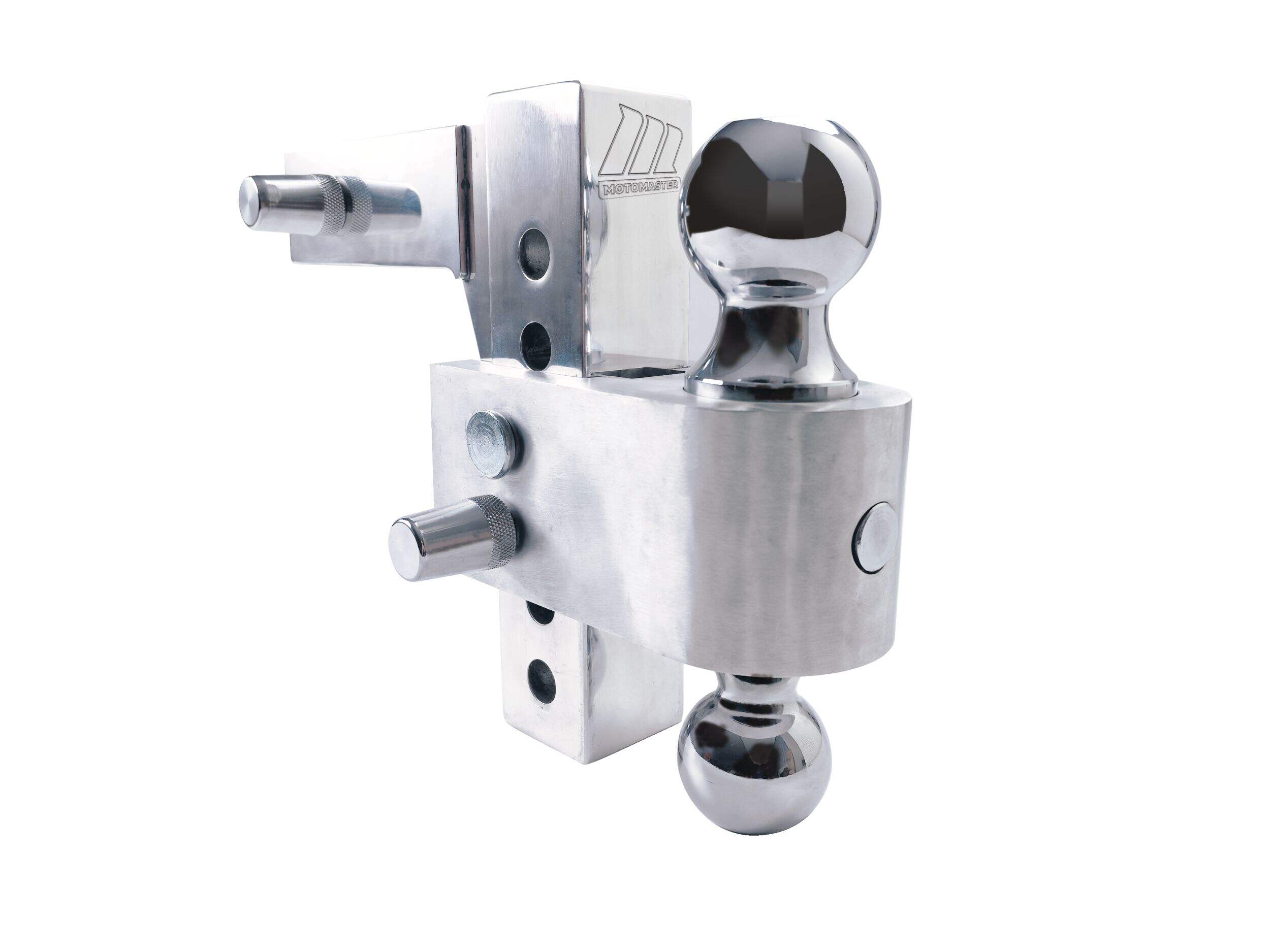 MotoMaster Aluminum Adjustable Dual Ball Mount Trailer Hitch Front_Three_Fourths_Angled_Right