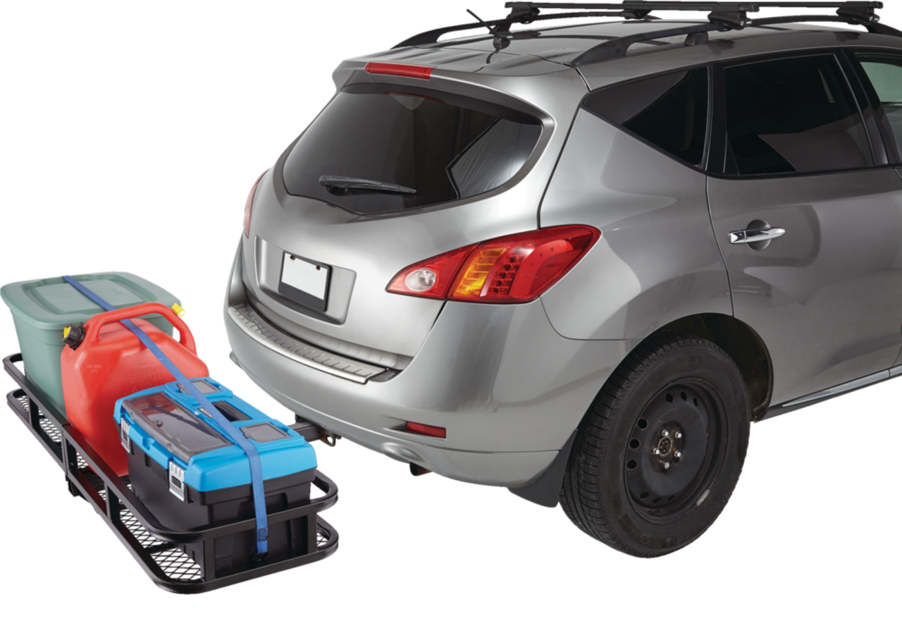 CCM Rectangle Shaped Stainless Steel Hitch Mount Cargo Basket Fits 2 in Receivers 59 x 11 16 in Canadian Tire