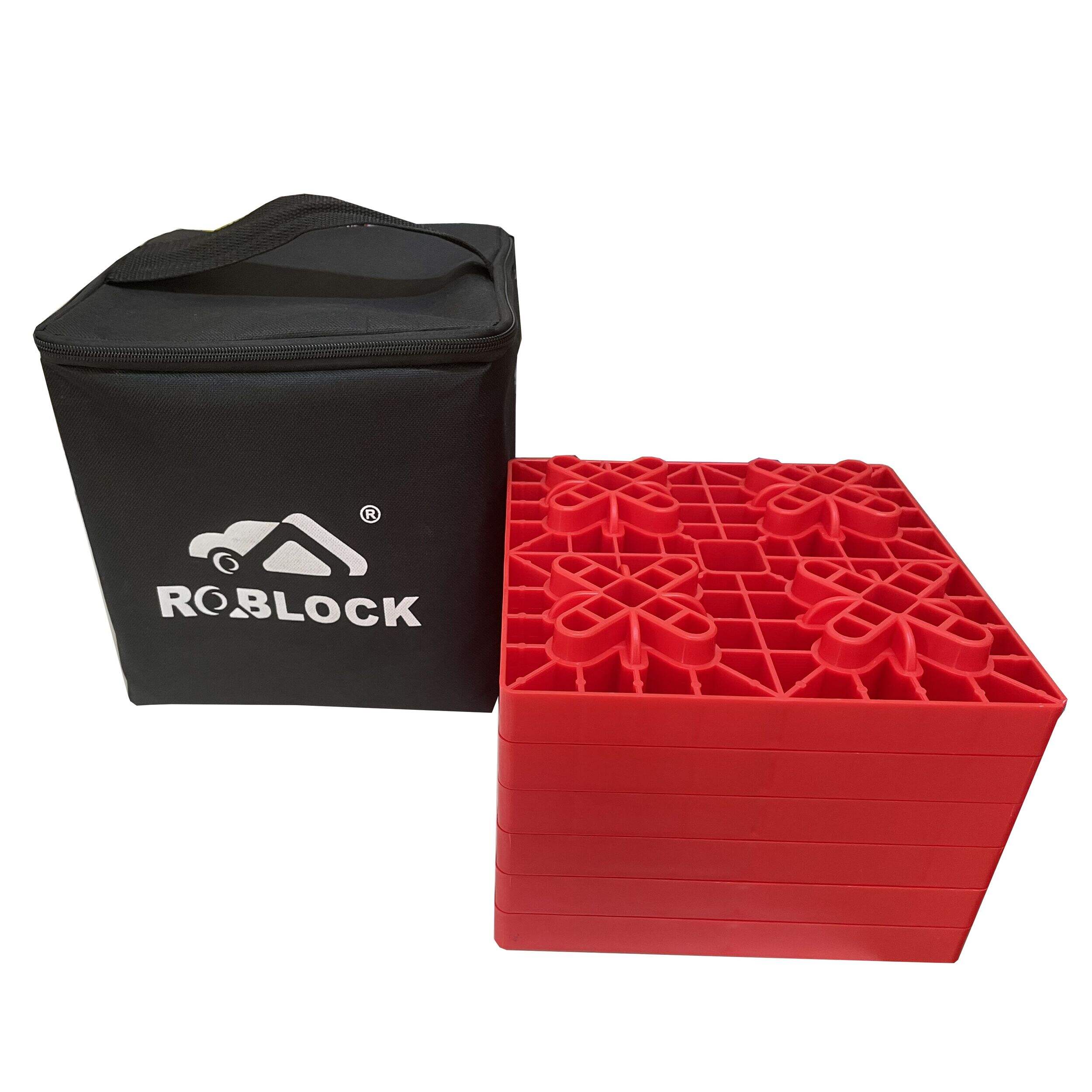 ROBLOCK RV Levelling Blocks with Bag, Red, 8-pc Composite_or_Mixed