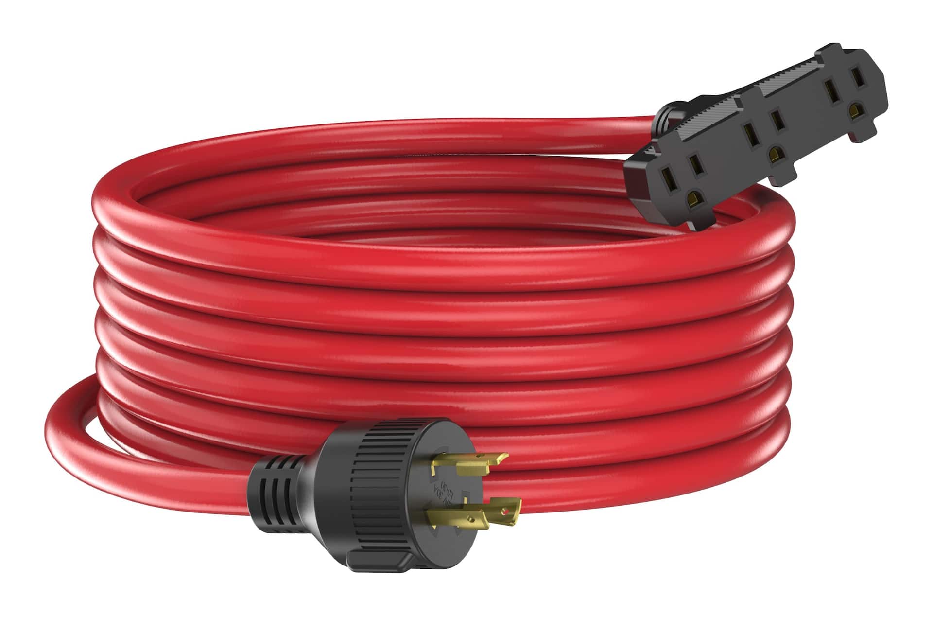 Energizer 30A 25-ft Triple-Outlet Extension Cord, Red