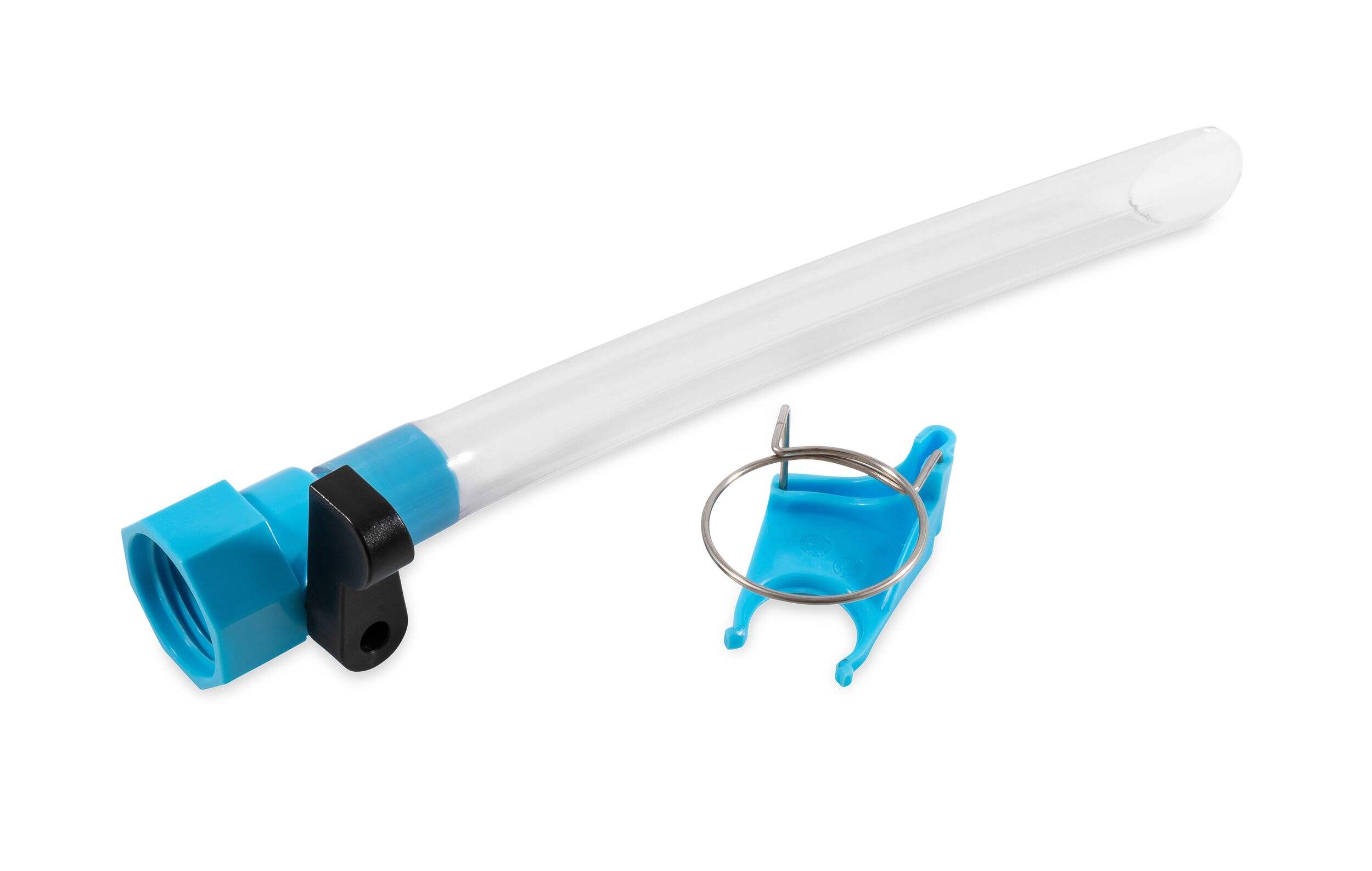 CAMCO 40003 RV Water Tank Filler, with Shutoff Valve & Grip, Blue Front_Angled_Right