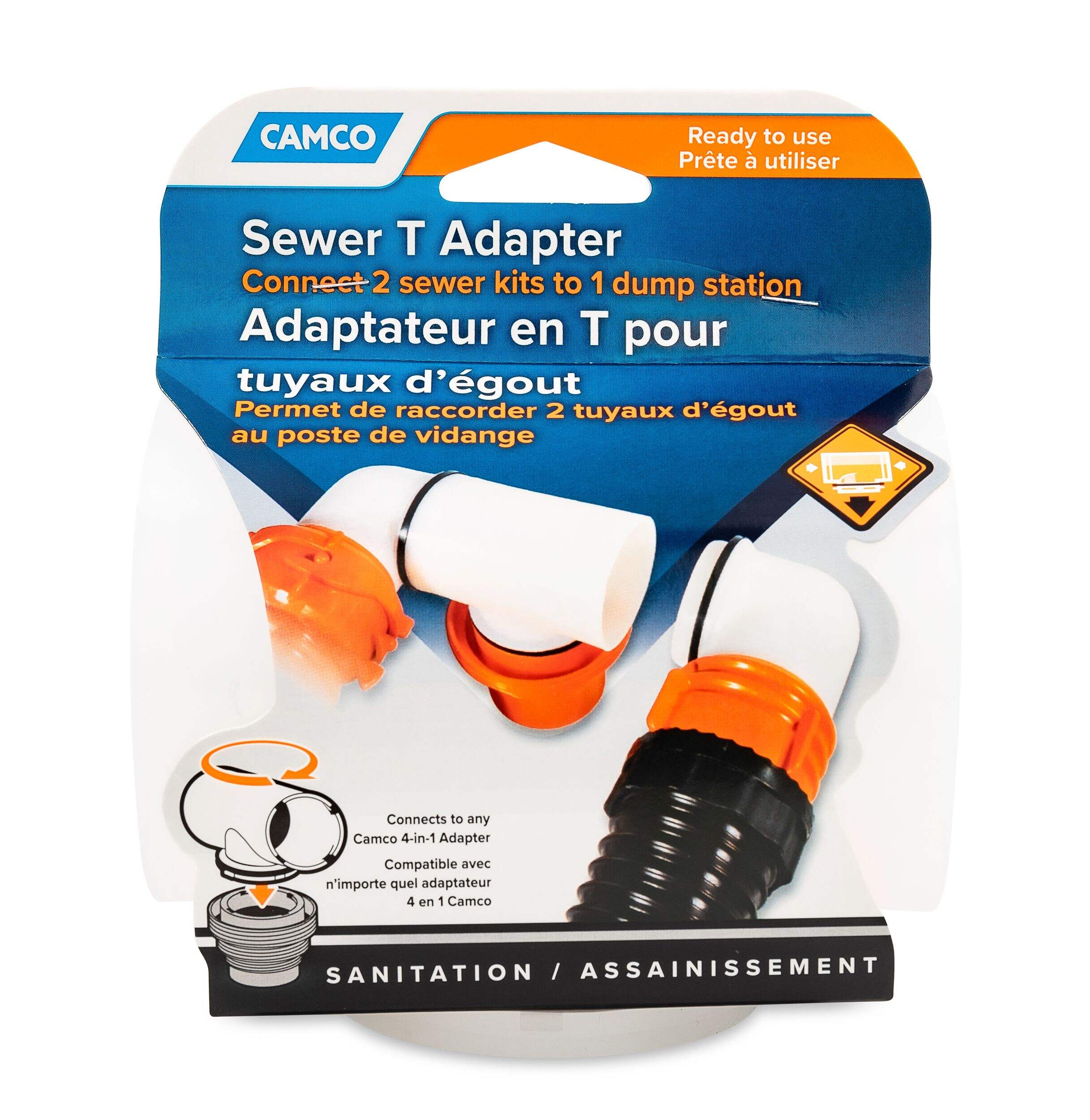 Adaptateur en T pour égout CAMCO 39734 Front_Flat