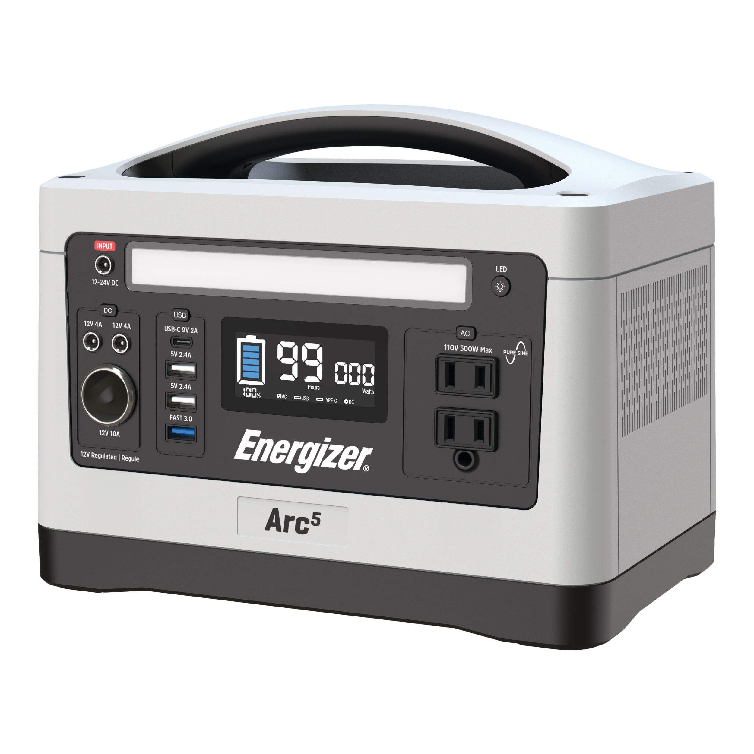 Energizer Arc5 500Wh Lithium-Ion Portable Power Station Front_Three_Fourths_Angled_Left
