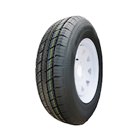 MotoMaster 8-Ply Trailer Tire Assembly, ASM205/75R15 Front_Three_Fourths_Angled_Left