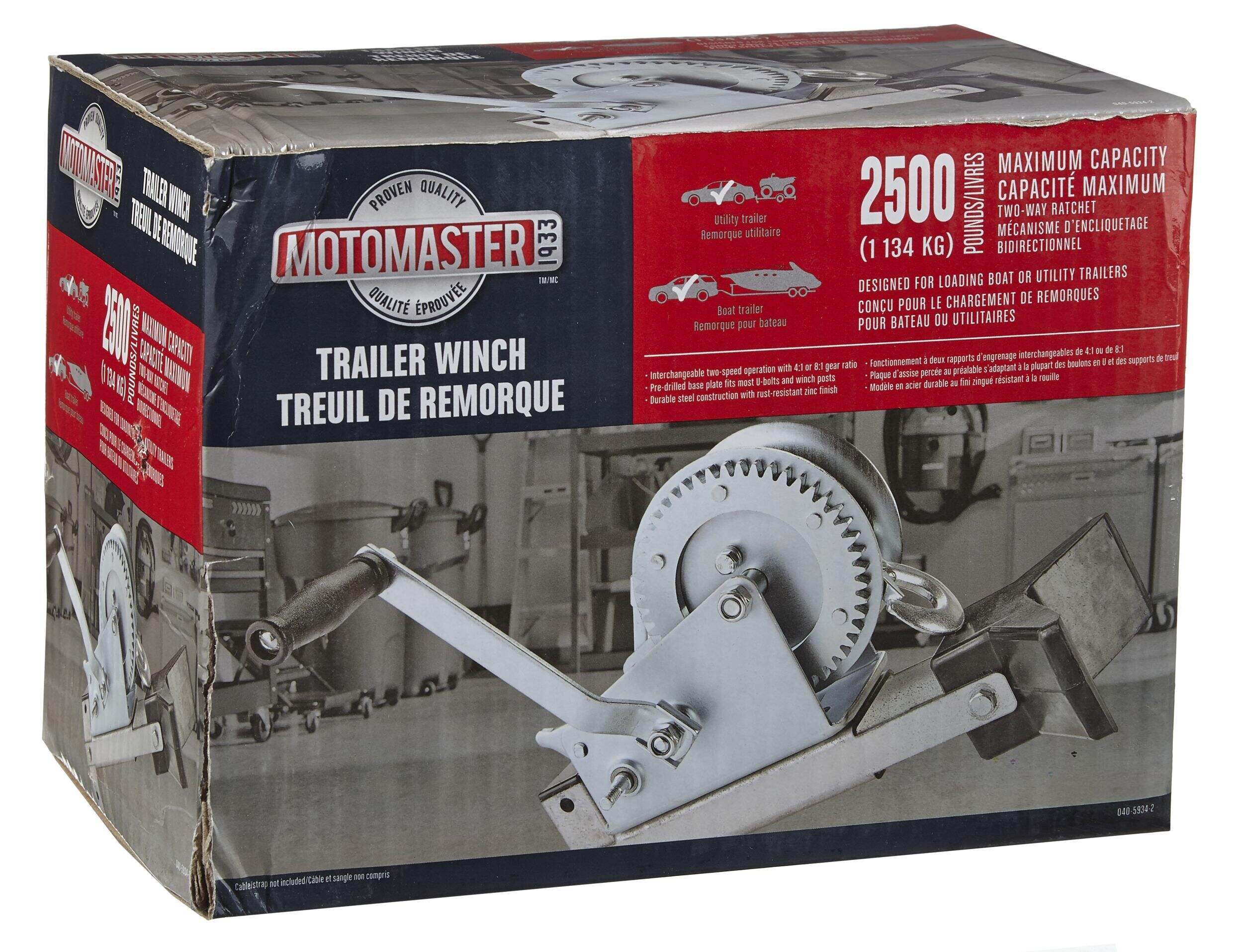 MotoMaster 2,500-lb 2-Speed Trailer Winch Front_Angled_Right