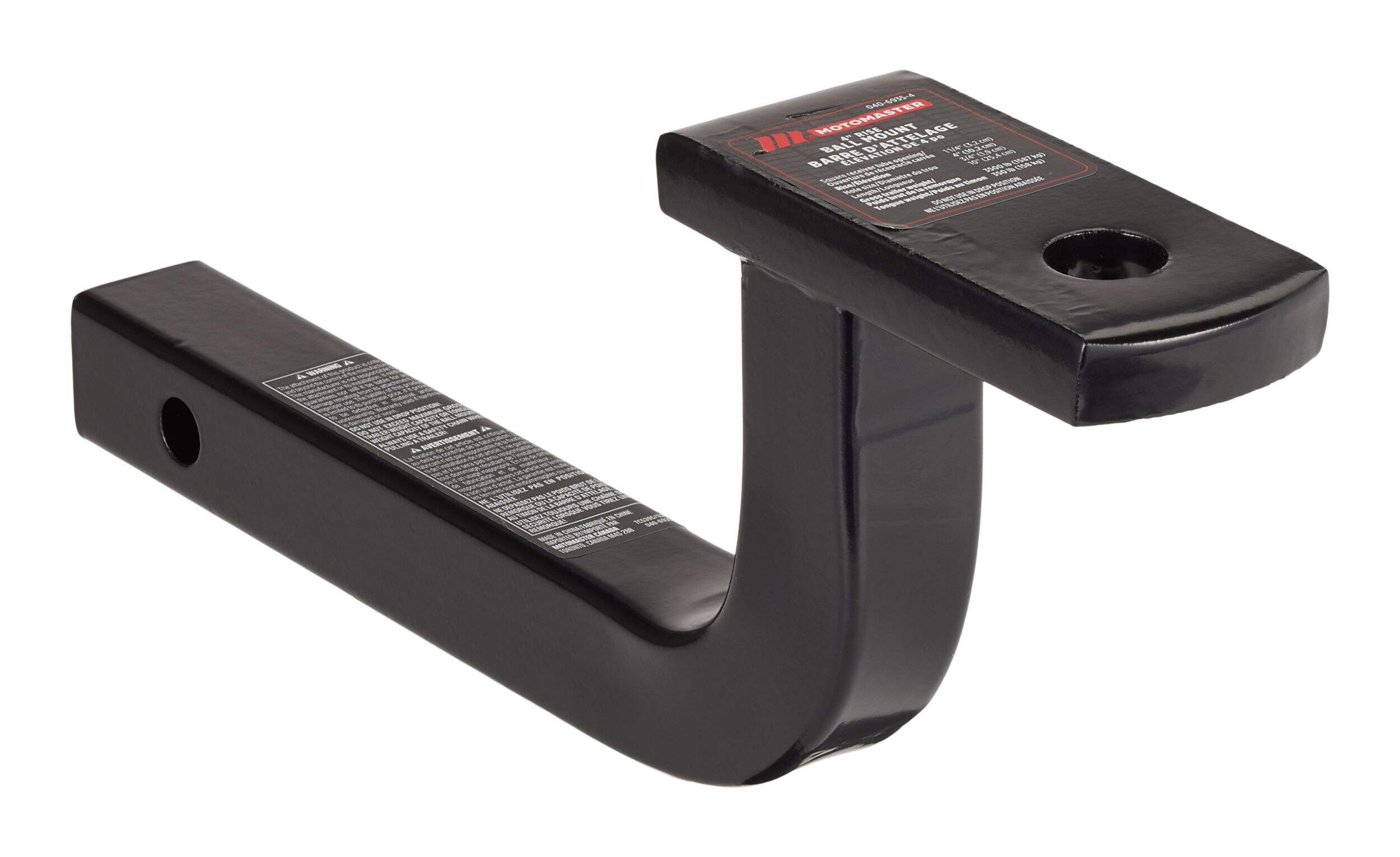 MotoMaster Class 1 Ball Mount 1-1/4-in with 4-in Rise Front_Three_Fourths_Angled_Right