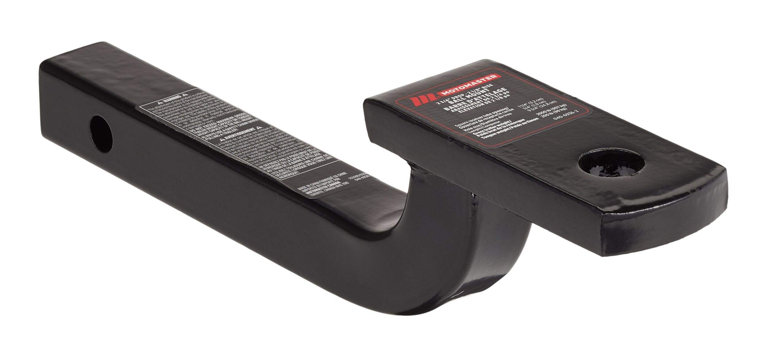 MotoMaster Class 1 Ball Mount 1-1/4-in with 2-3/4-in Drop Front_Three_Fourths_Angled_Right
