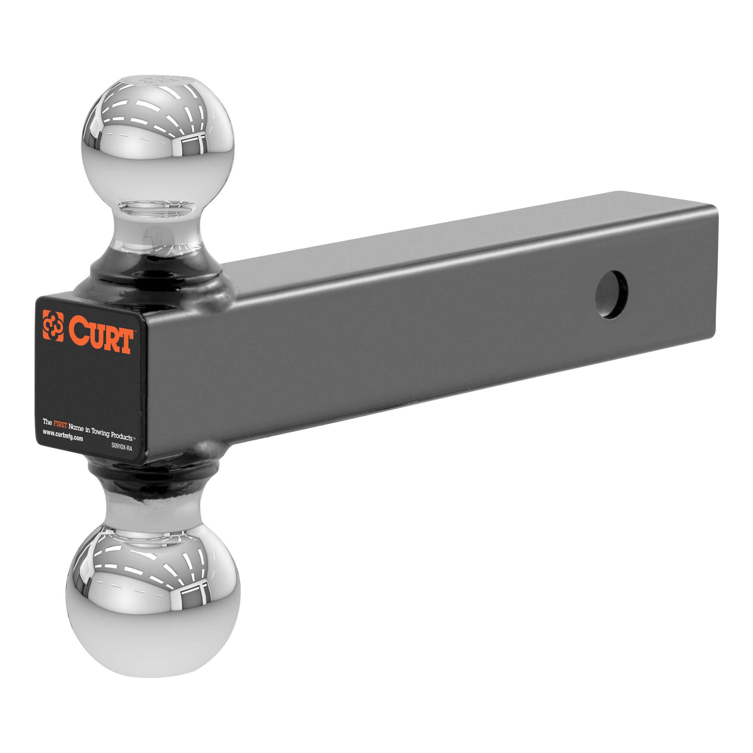 CURT 45002 Multi-Ball Mount 2-in Hollow Shank, 2-in & 2-5/16-in Chrome Balls Front_Three_Fourths_Angled_Right