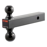 CURT 45660 Multi-Ball Mount, 2-in Solid Shank, 2-in & 2-5/16-in Black Balls Front_Three_Fourths_Angled_Left