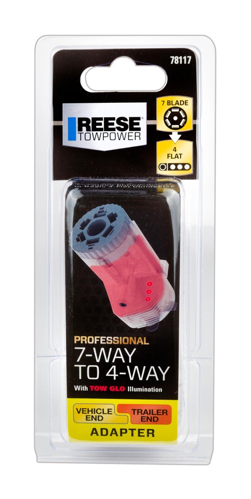 REESE Towpower Plug in Simple!® NiteGlow™ 7Way to 4Way Flat Vehicle & Trailer Adapter