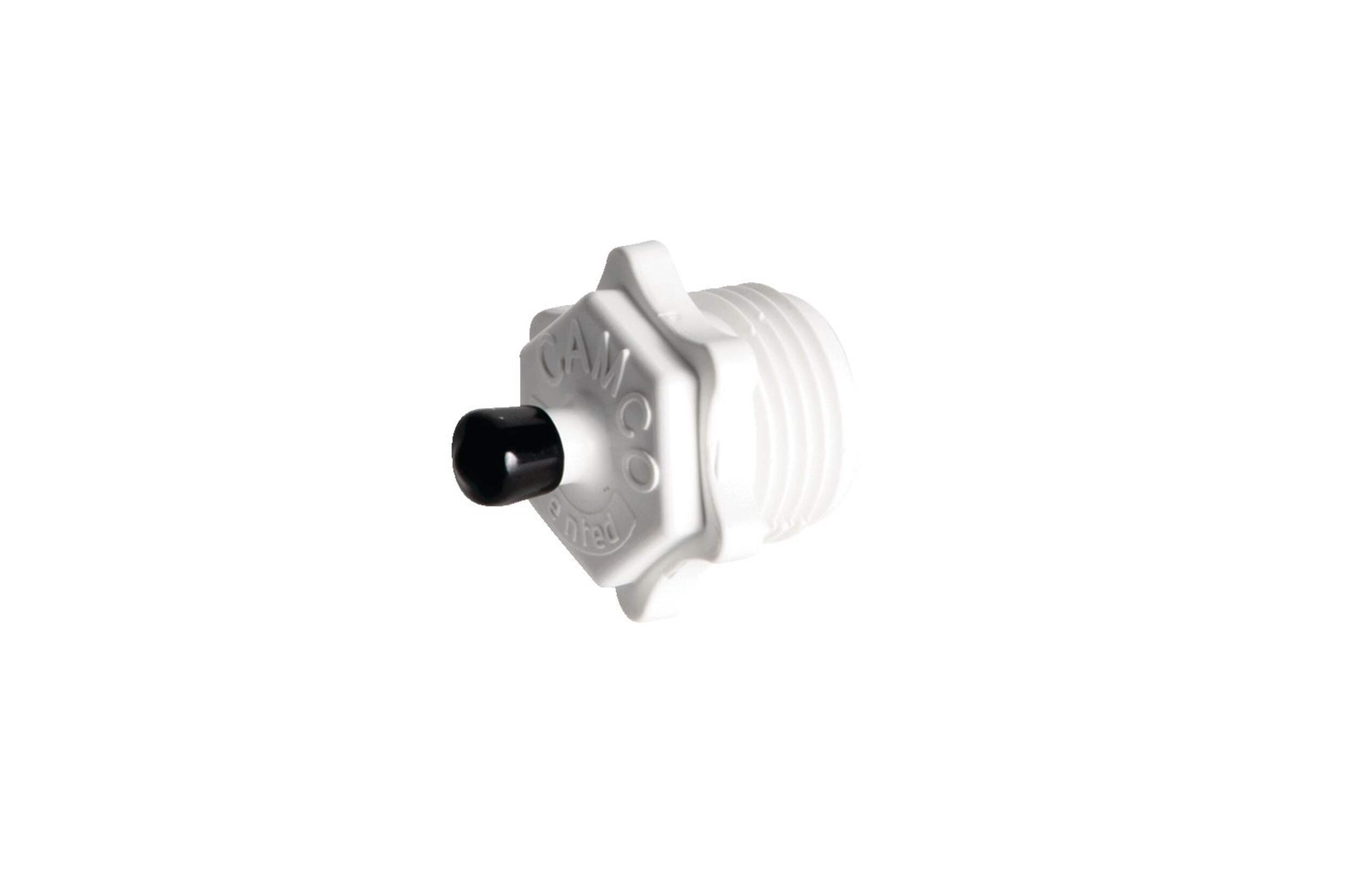 CAMCO Plastic RV Blow Out Plug, White Front_Angled_Left