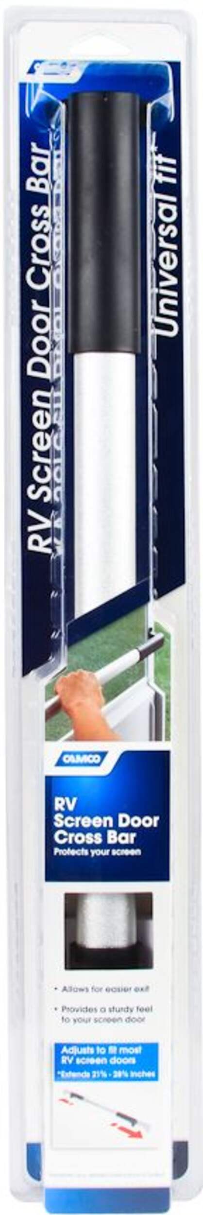 CAMCO 42185 Universal-Fit RV Screen Door Cross Bar, Black Handles Front_Flat