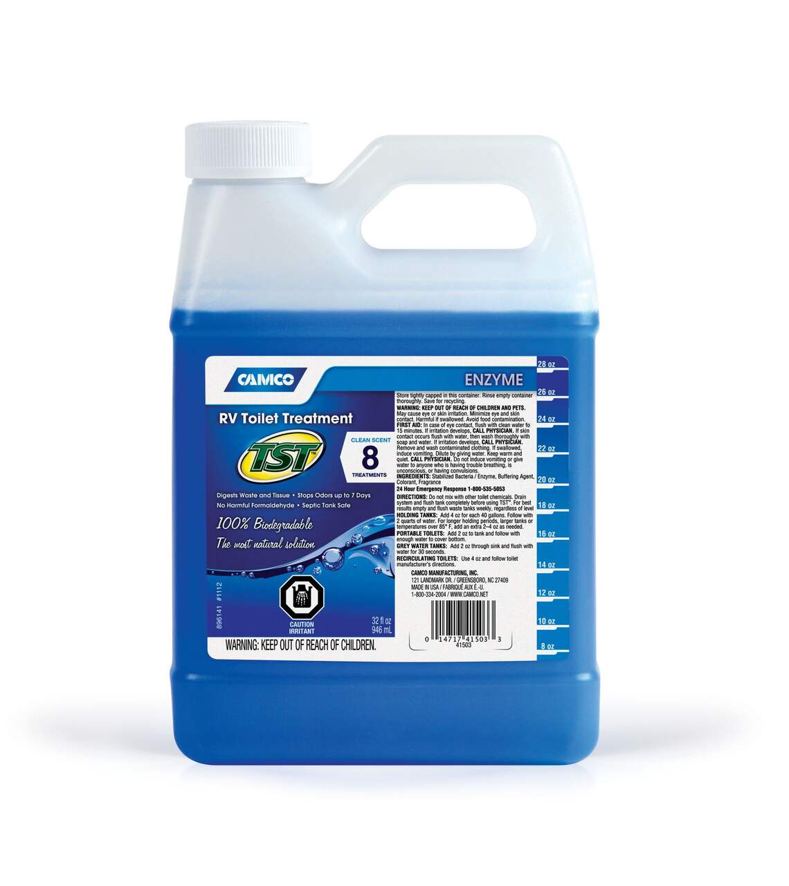 CAMCO TST Clean Scent Blue Enzyme RV Holding Tank/Toilet Treatment, 946mL