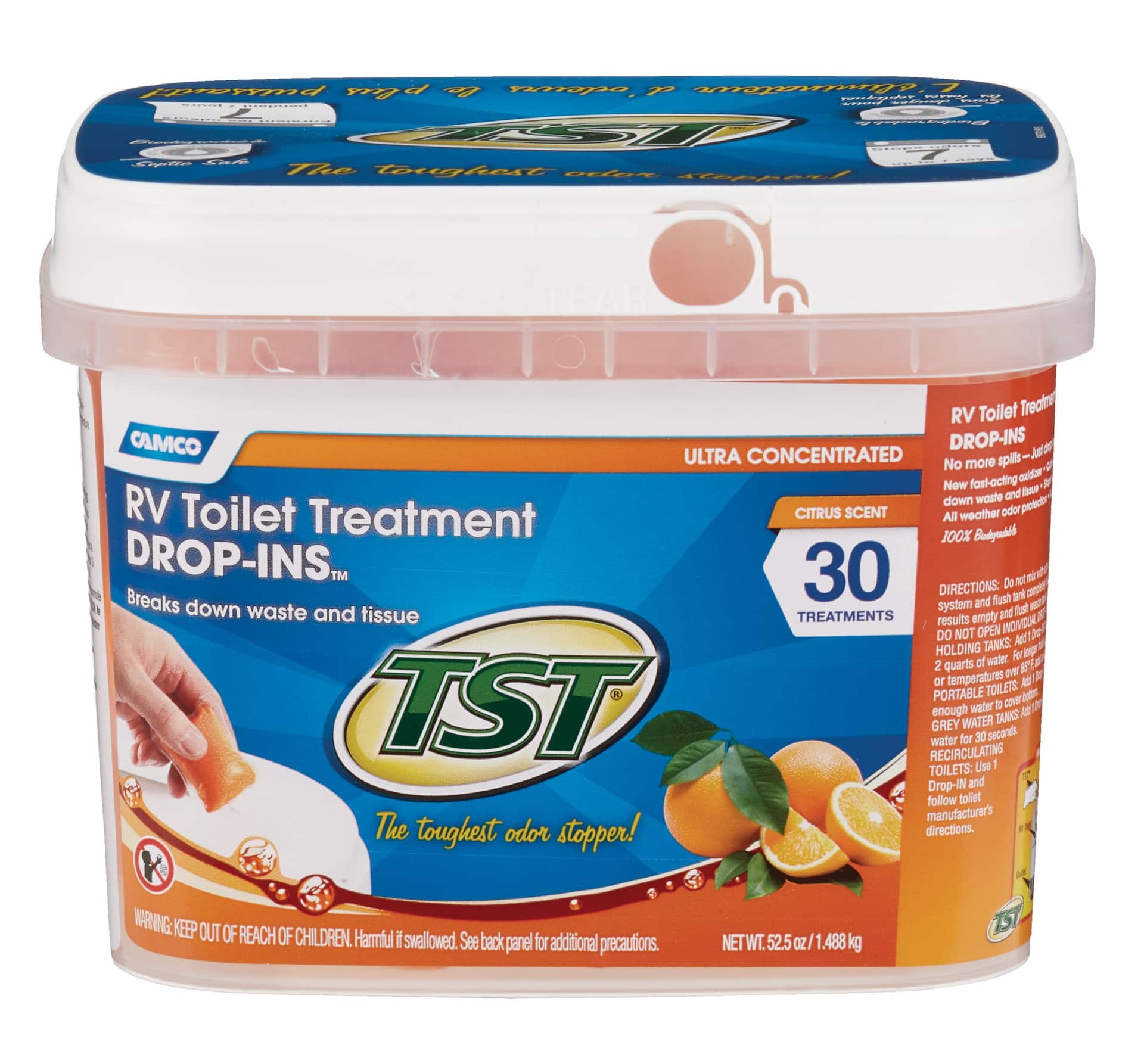 CAMCO TST Orange Scent Ultra Concentrated Drop-In Tabs RV Holding Tank/Toilet  Treatment, 30-pk