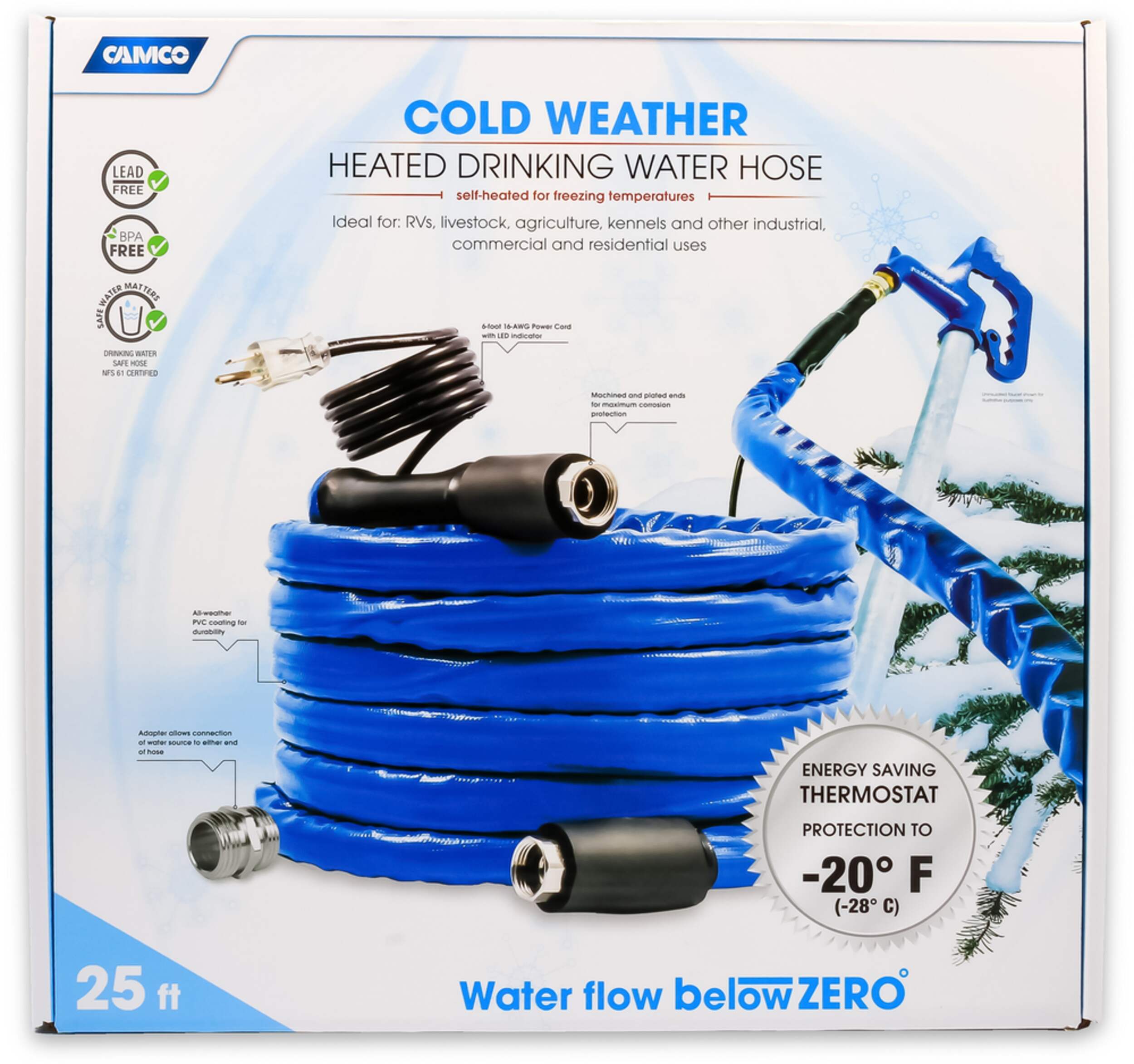 CAMCO 22911 25ft 5/8in ID Heated Drinking Water Hose Canadian Tire