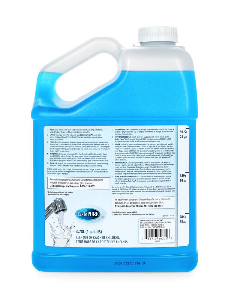 CAMCO Spring Fresh TastePURE RV Water System Cleaner & Deodorizer, 3 ...