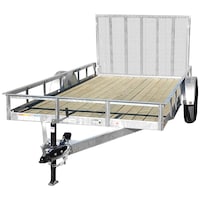 Remorque utilitaire True North avec porte, 77 po x 12 pi, argent Front_Three_Fourths_Angled_Left