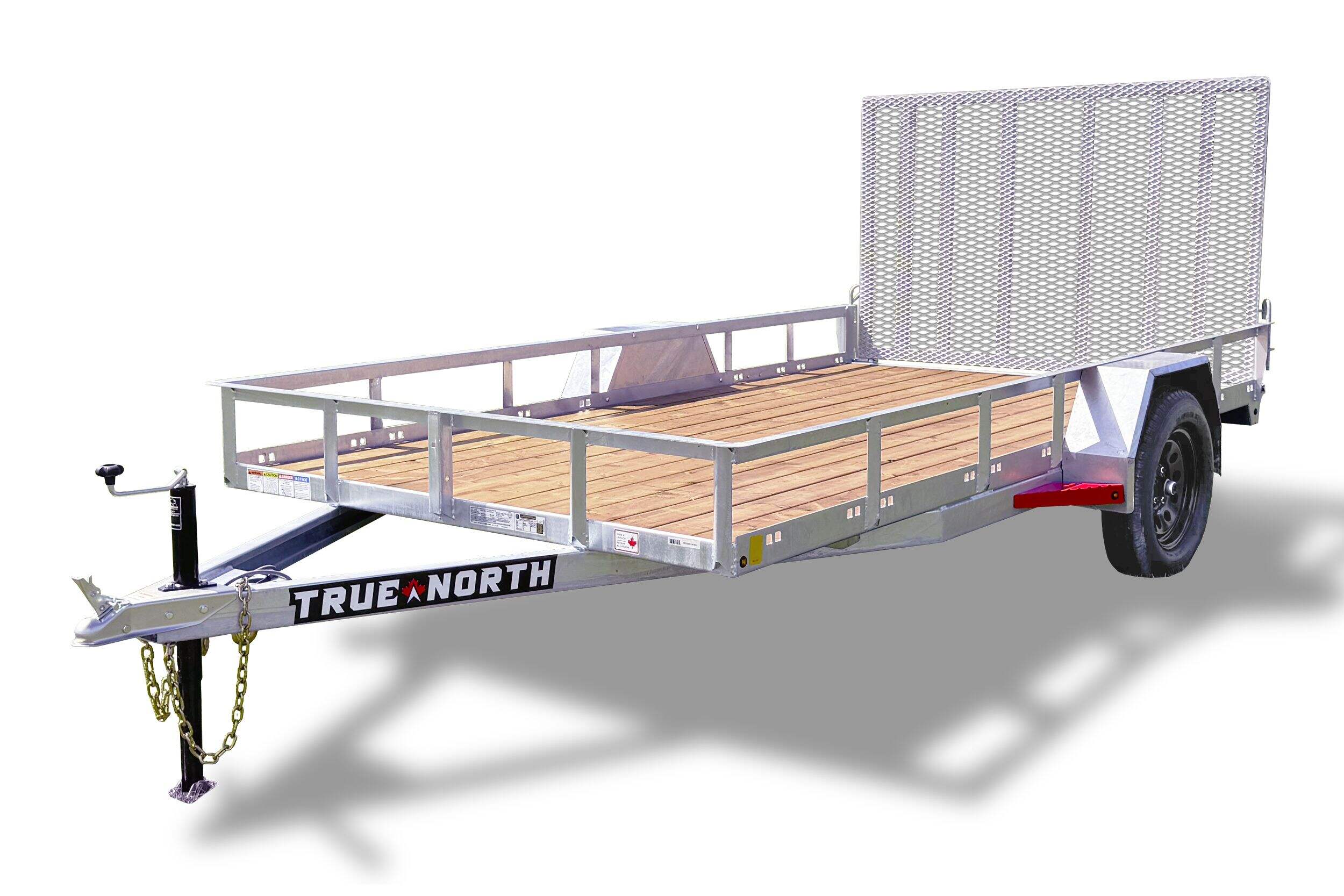 True North 77-in x 12-ft Utility Trailer With Gate, Silver Front_Angled_Left