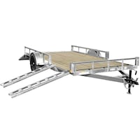Remorque utilitaire True North avec porte et rampes latérales pour VTT, 83 po x 14 pi, galvanisée Front_Angled_Right