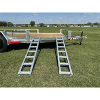 True North 83-in x 14-ft Utility Trailer with Gate & Side ATV Ramps, Galvanized Front_Angled_Right