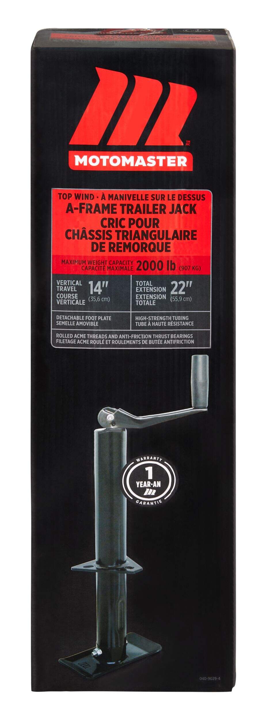 MotoMaster Top Wind A-Frame Trailer Jack, 2000 lbs Front_Elevated