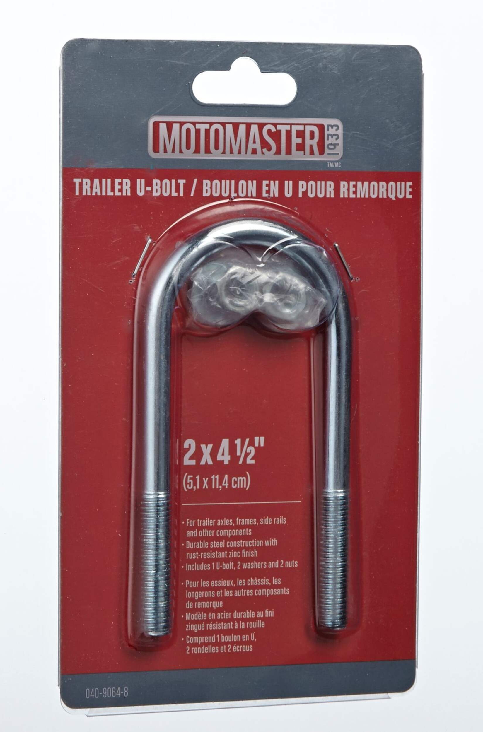 Boulon en U pour remorque MotoMaster, rond Front_Angled_Right