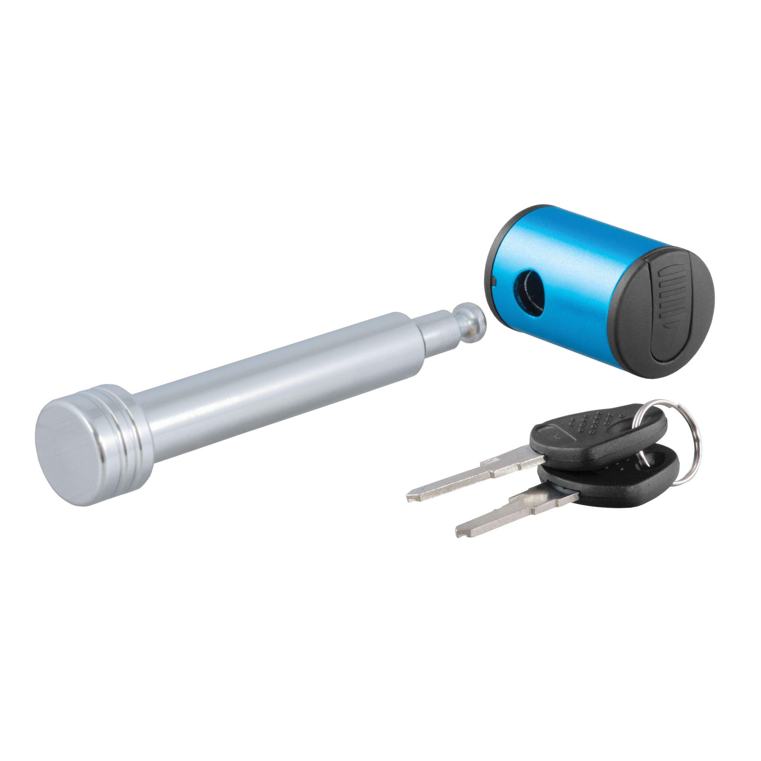 CURT 23504 5/8-in Hitch Lock, 2-in or 2-1/2-in Receiver, Right-Angle, Chrome Front_Elevated