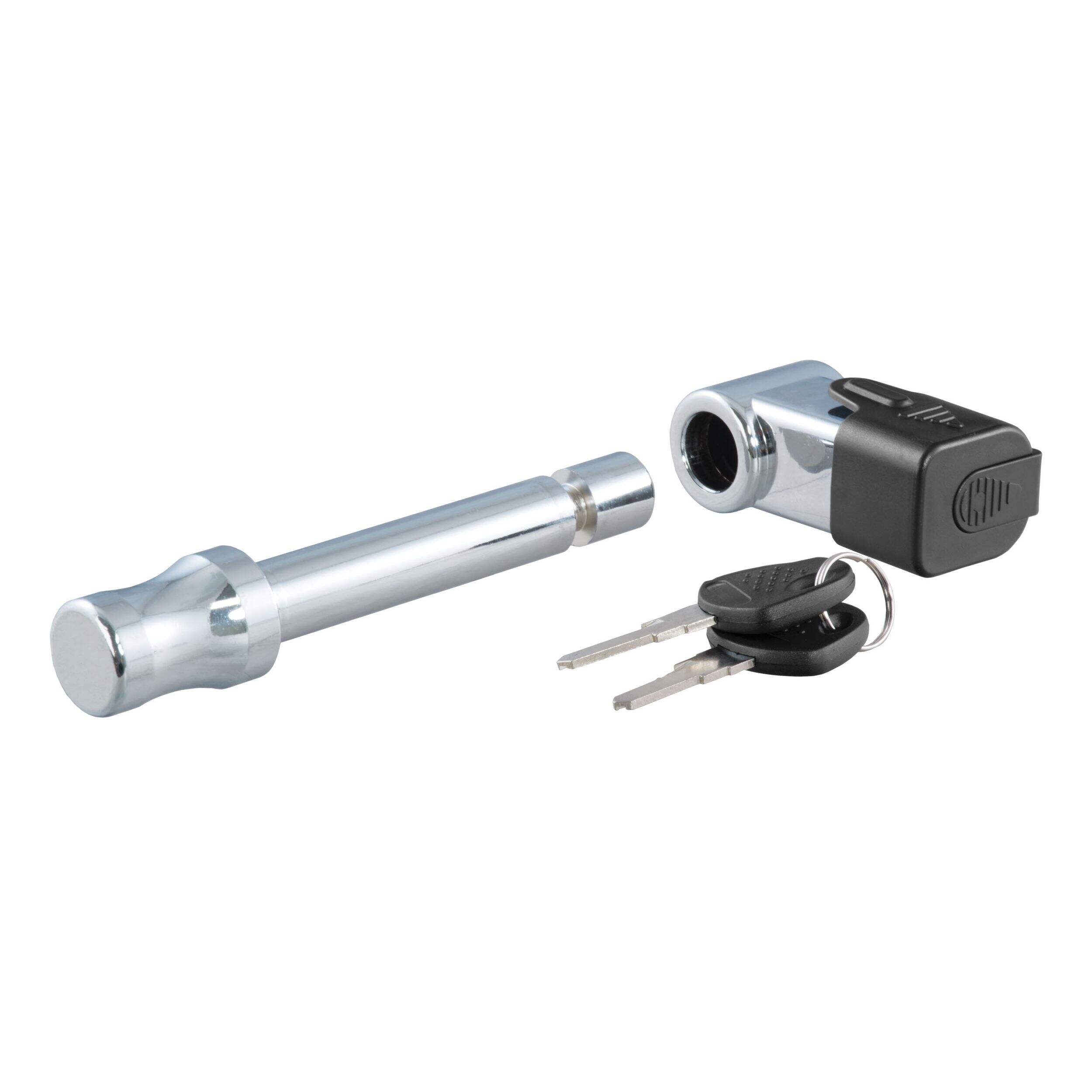 CURT 23510 5/8-in Hitch Lock, 2-in Receiver, Right-Angle, Chrome Front_Angled_Left