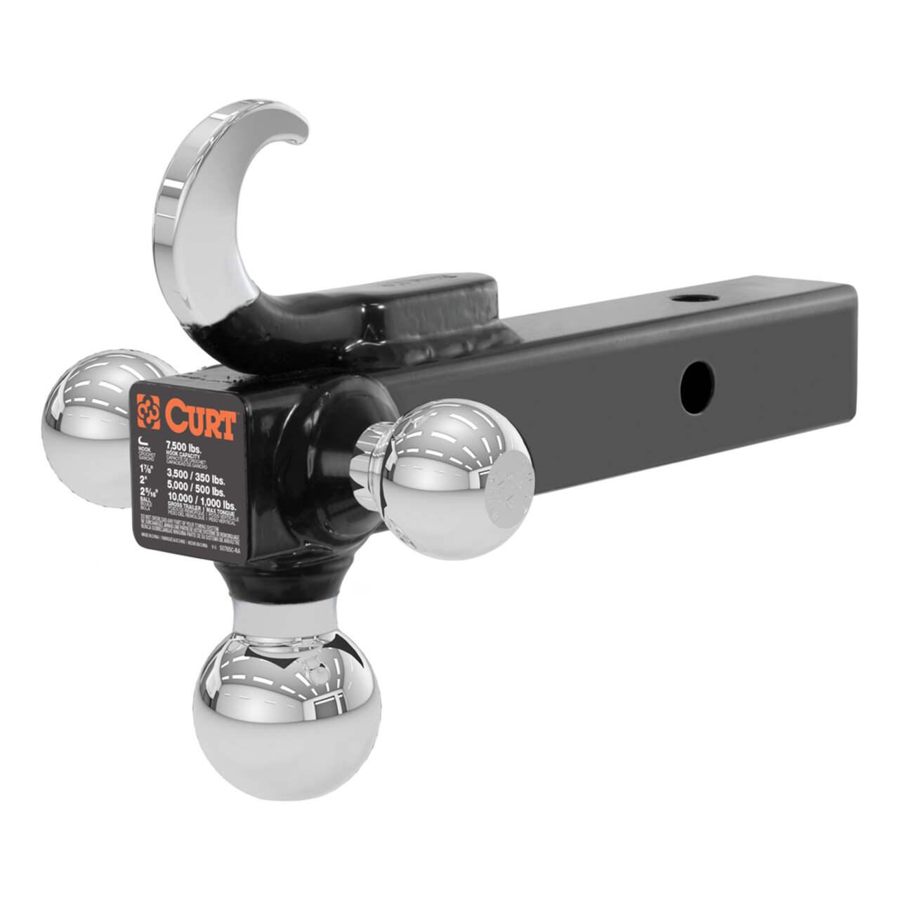 CURT Multi-Ball Mount with Hook (1-7/8-in, 2-in & 2-5/16-in Chrome