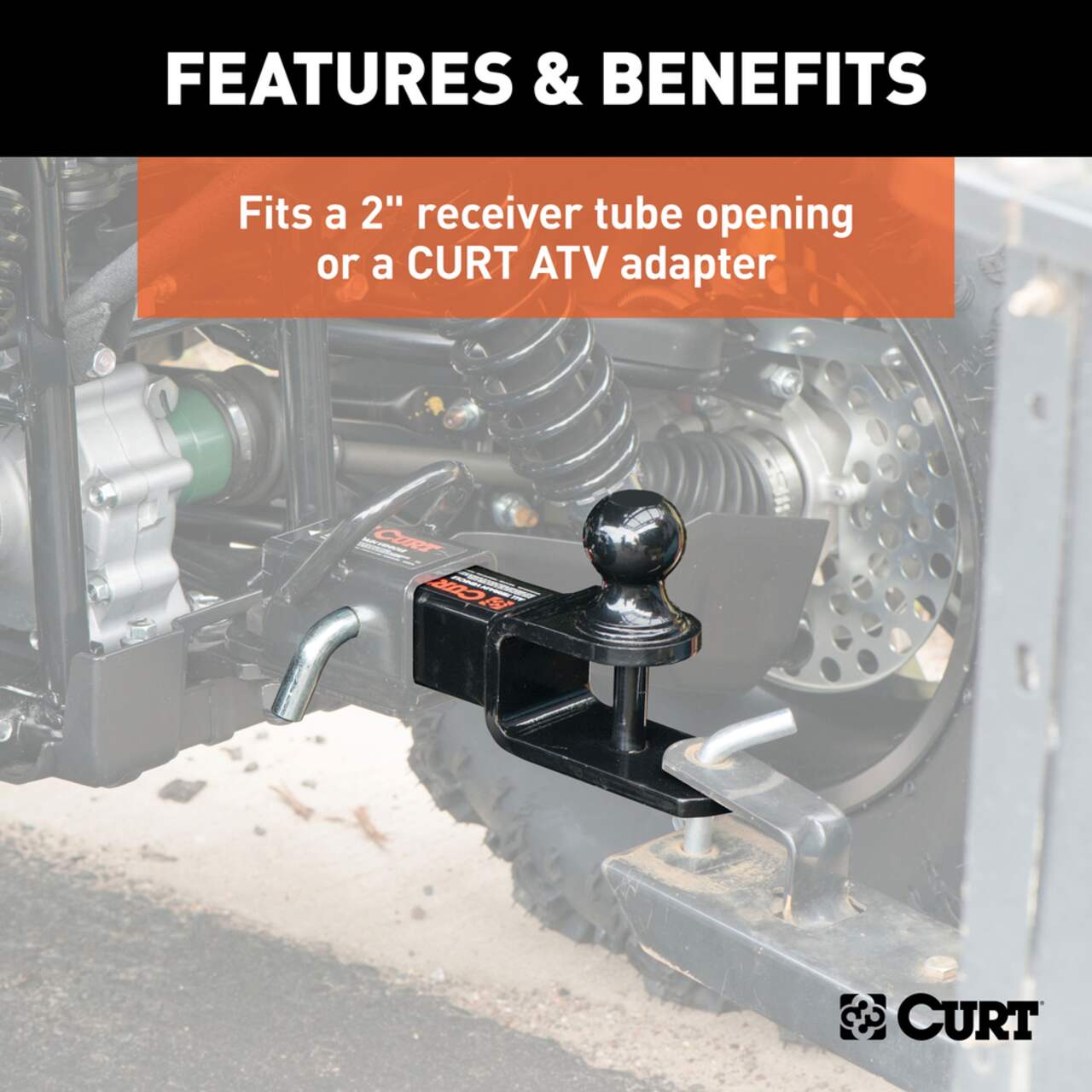 CURT 3-in-1 ATV Ball Mount with 2-in Shank & 1-7/8-in Trailer Ball