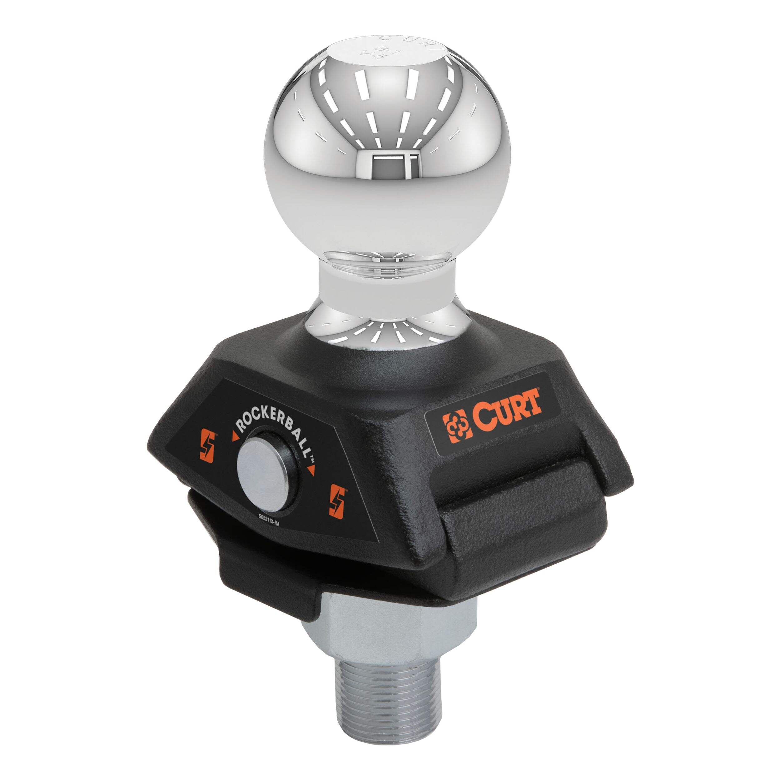 Barre d'attelage coussinée CURT RockerBall 2-5/16 po (tige 1 po, 7500 lb) Front_Angled_Right
