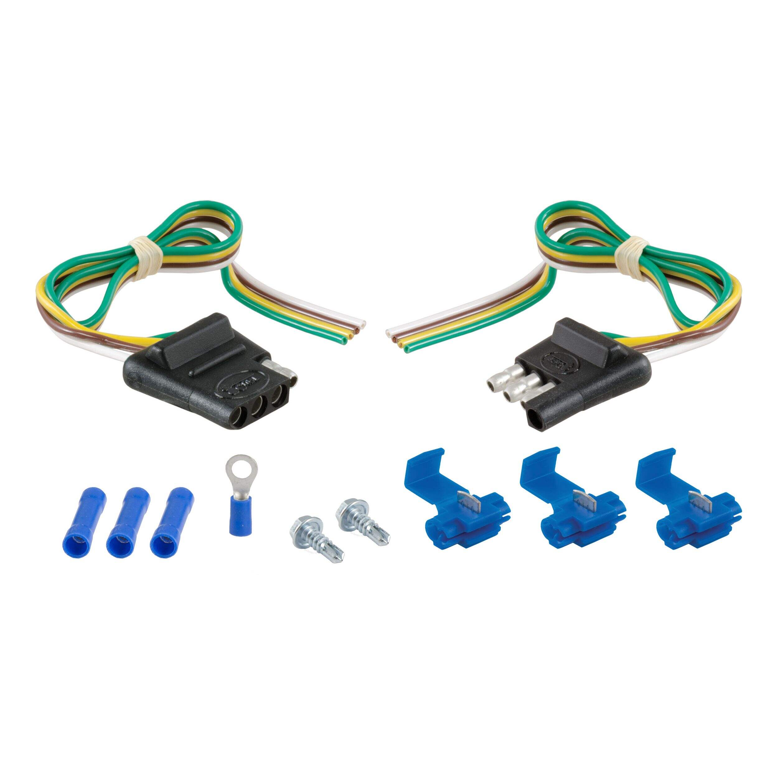 CURT 58344 4-Way Flat Connector Plug & Socket with 12-in Wires & Hardware Composite_or_Mixed
