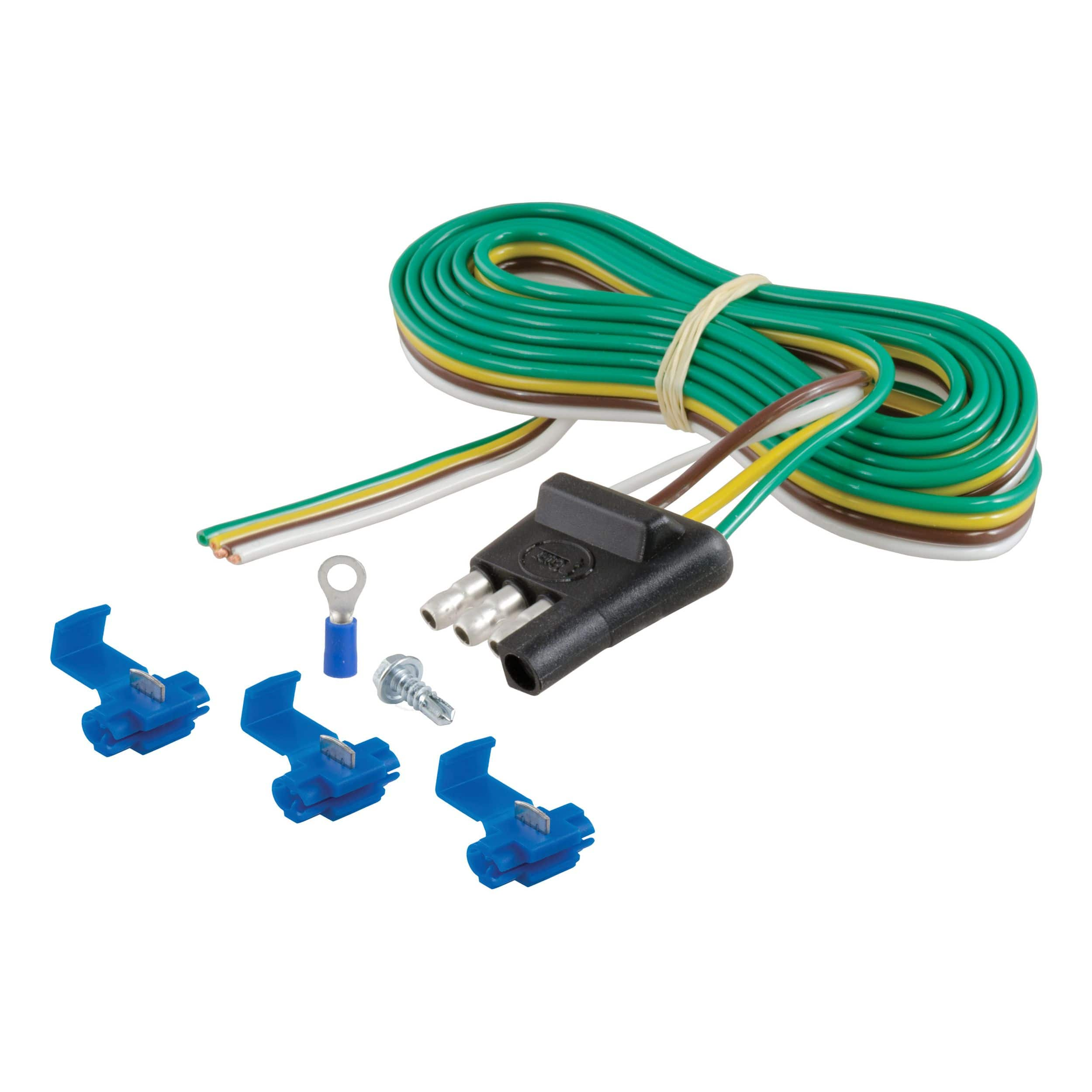 CURT 58030 Trailer-Side 4-Pin Flat Wiring Harness with 12-Inch Wires