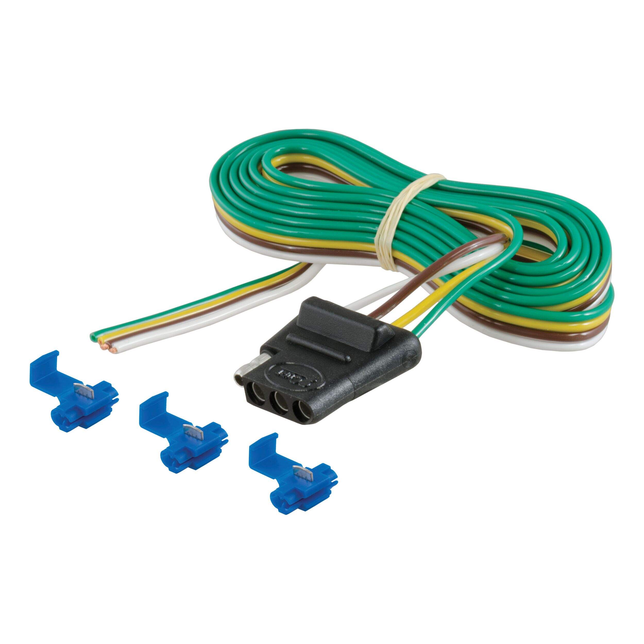 CURT 58044 4-Way Flat Connector Socket with 60-in Wires (Vehicle Side) Front_Angled_Left