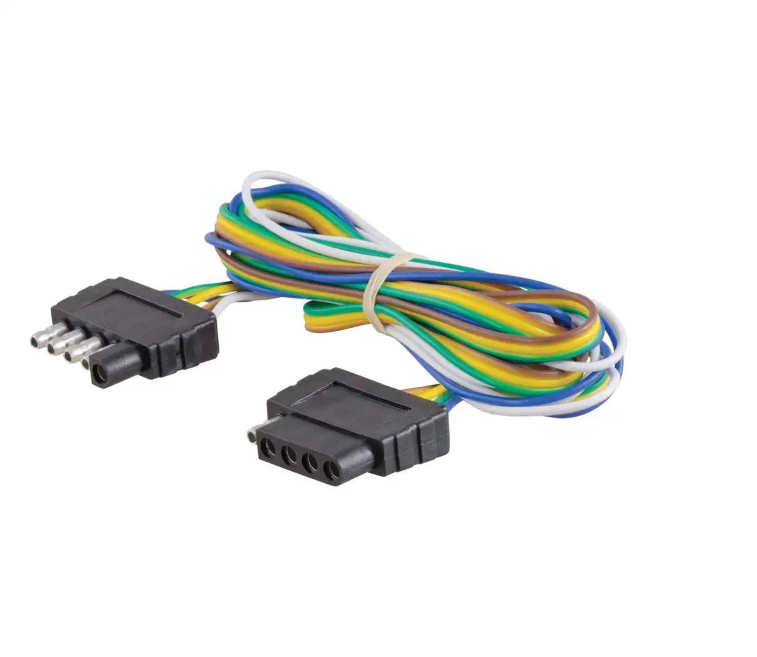 CURT 5-Way Flat Connector Plug & Socket with 72-in Wires (Packaged) Front_Angled_Left