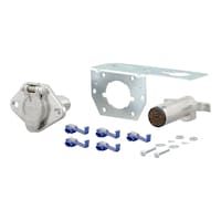 CURT 58093 6-Way Round Vehicle & Trailer Connector Plug & Socket with Hardware Front_Angled_Left