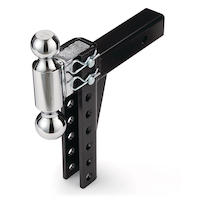MotoMaster Black Chrome Adjustable Dual Ball Mount, 10000-lb & 14000-lb Towing Front_Angled_Left