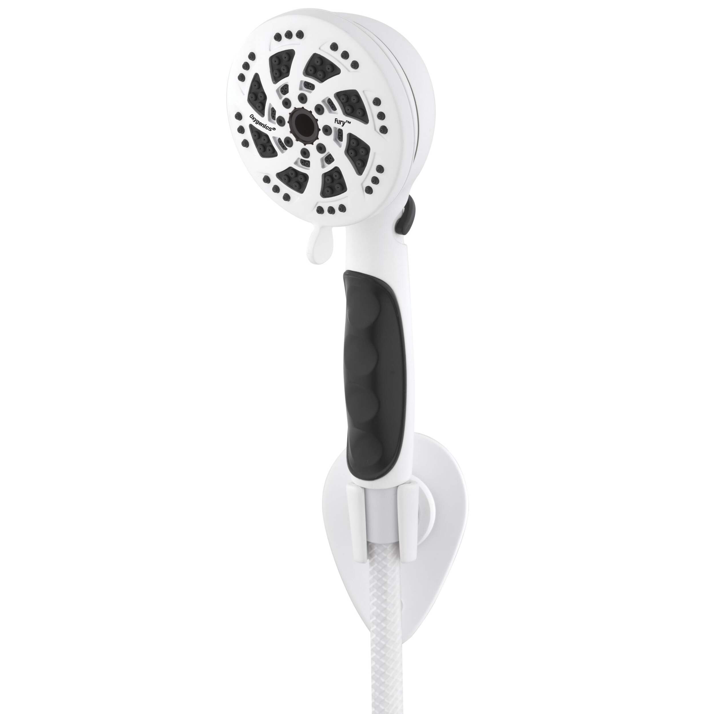 Pomme de douche Oxygenics 92760 Fury pour VR, blanc, trousse de montage incluse Front_Three_Fourths_Angled_Left