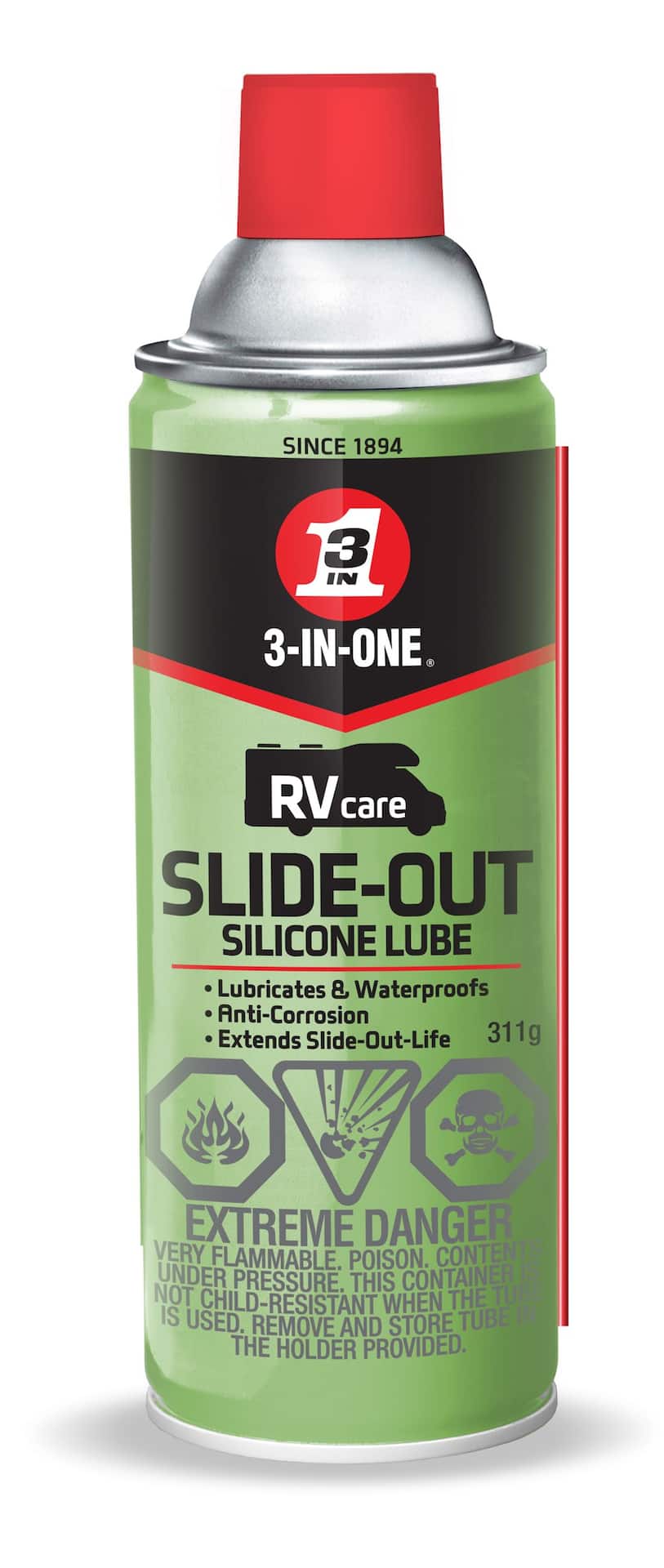 WD-40 RVcare 3-in-1 Waterproof RV Slide-Out Silicone Lube, 311-g