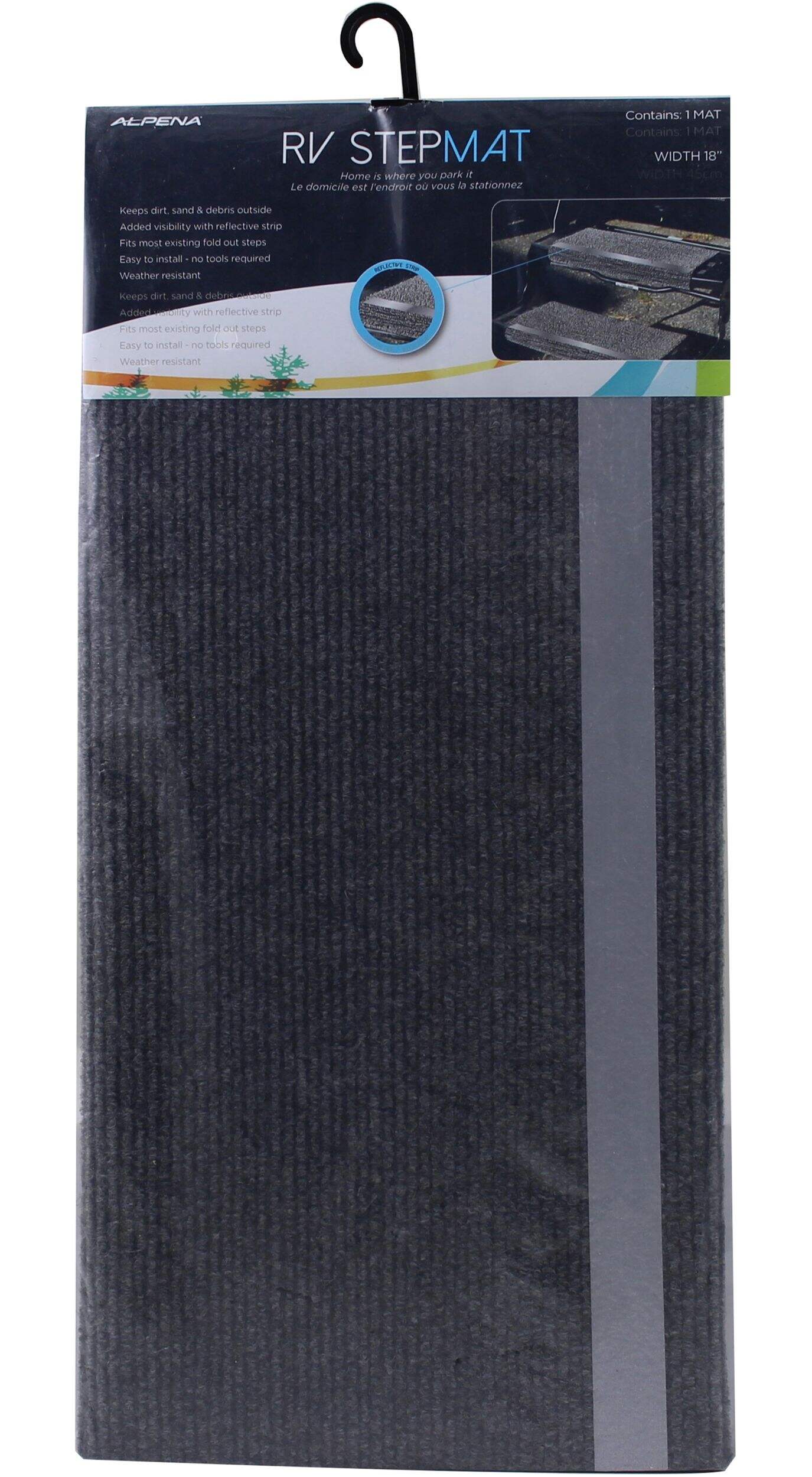 Tapis de marchepied d’extérieur pour VR Alpena avec ruban réfléchissant Front_Flat