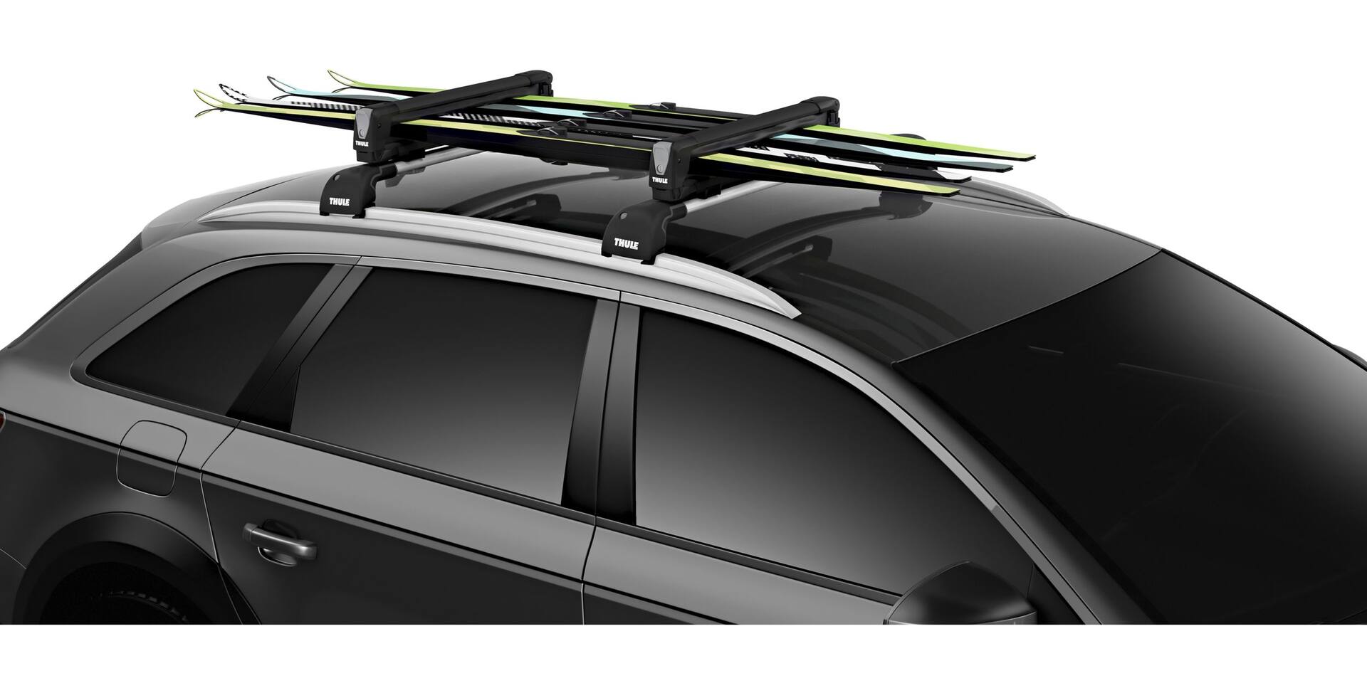 Thule SnowPack Stainless Steel Roof Top Mount Ski Snowboard Rack