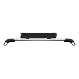 Thule SnowPack Stainless Steel Roof Top Mount Ski/Snowboard Rack, Large, Black, 2-pc Front_Flat