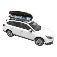 Yakima Skybox 12 Rectangle-Shaped Carbonite Roof Top Cargo Box w/ SKS Lock, Black Front_Angled_Right