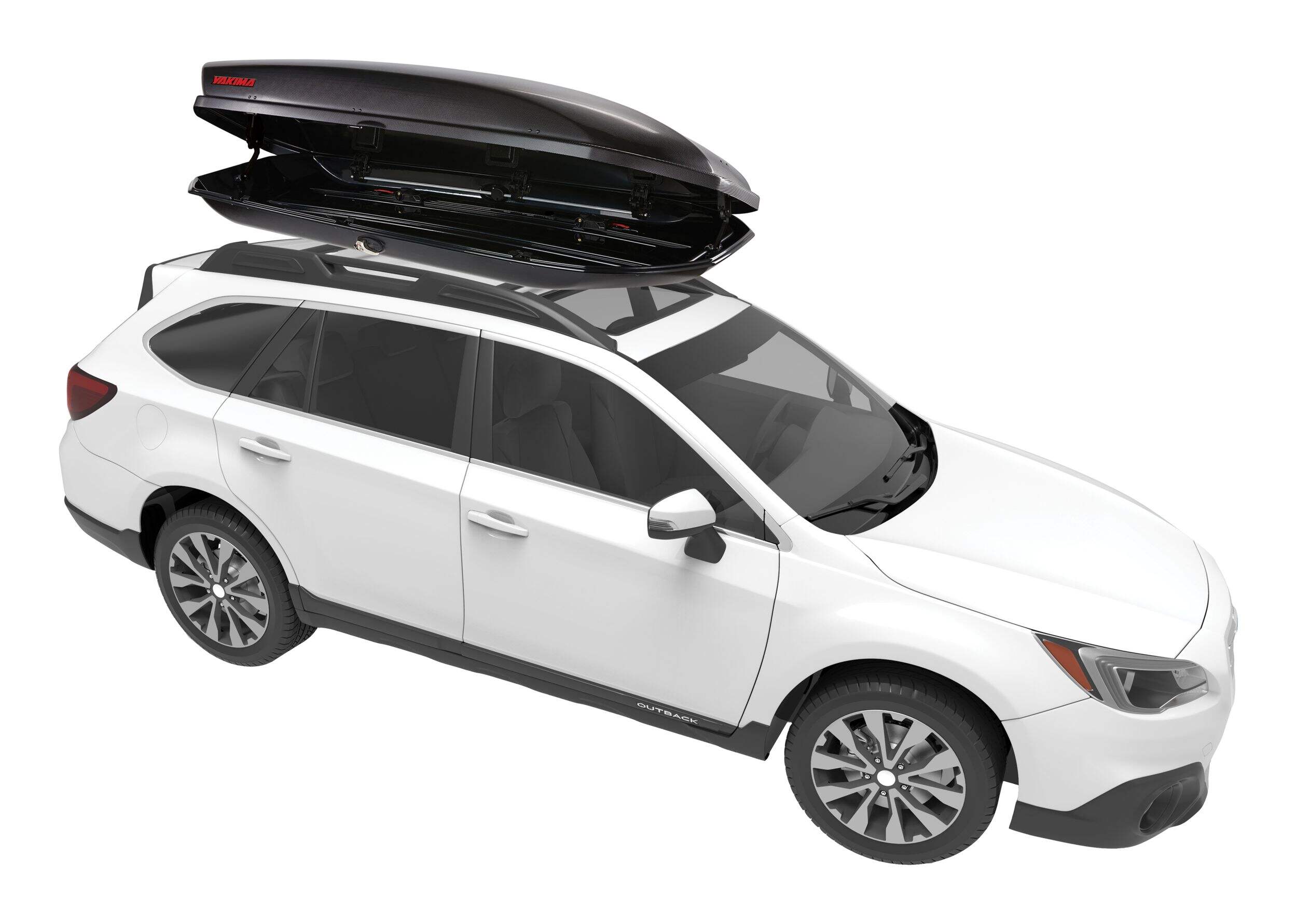 Yakima Skybox 18 Rectangle-Shaped Carbonite Roof Top Cargo Box w/ SKS Lock, Black Front_Angled_Right