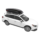 Yakima Skybox 21 Rectangle-Shaped Carbonite Roof Top Cargo Box w/ SKS Lock, Black Front_Angled_Right