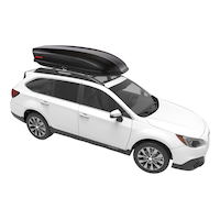 Yakima Skybox 21 Rectangle-Shaped Carbonite Roof Top Cargo Box w/ SKS Lock, Black Front_Angled_Right