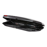 Yakima Skybox Lo Rectangle-Shaped Carbonite Roof Top Cargo Box w/ SKS Lock, Black Front_Angled_Right