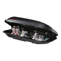 Yakima Rocketbox Pro 14 Rectangle-Shaped Roof Top Cargo Box w/ SKS Lock, Black Front_Angled_Right
