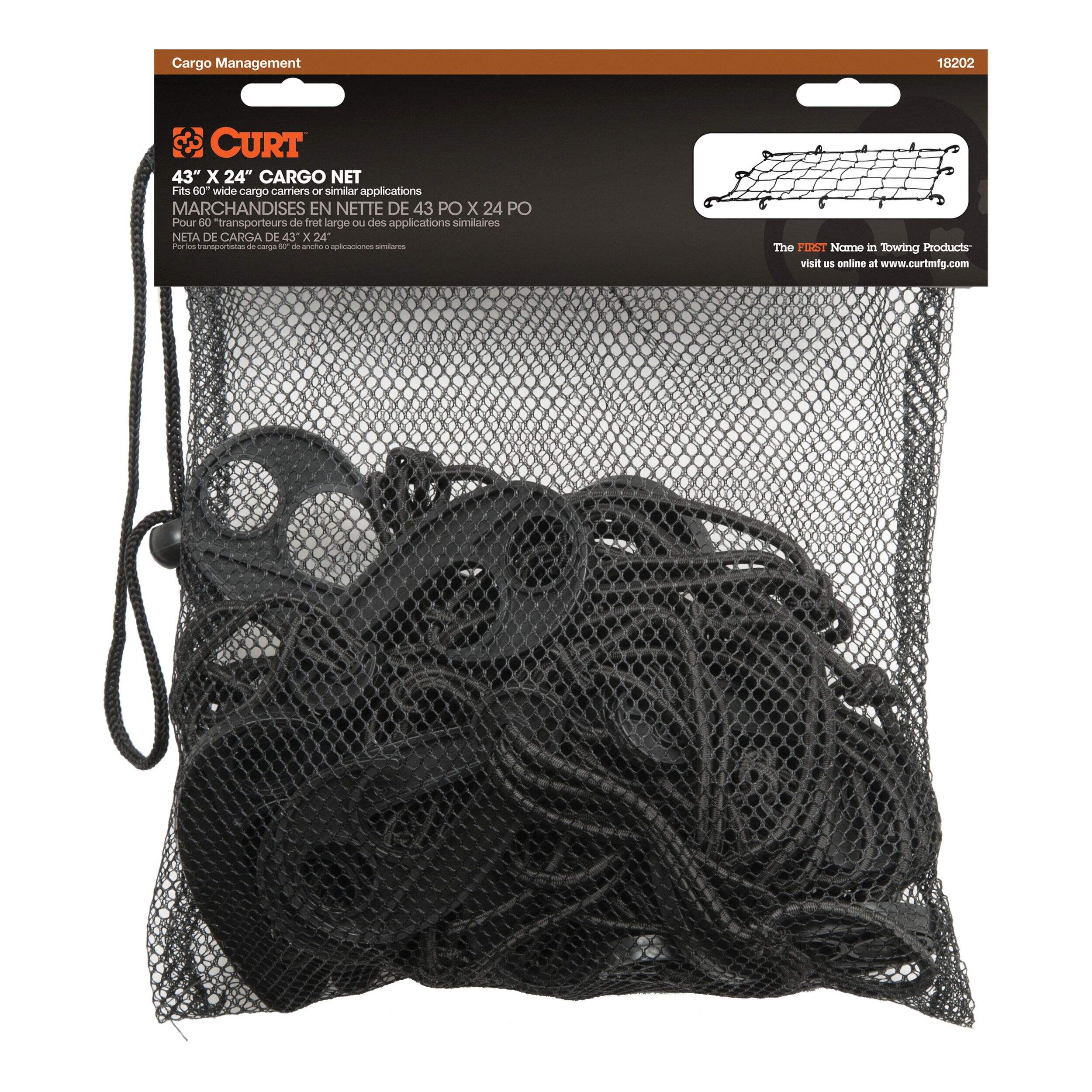 CURT Elastic Cargo Net For Hitch Carrier, Black Front_Flat